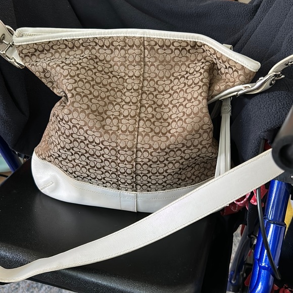 Coach Handbags - Coach authentic bag brown cloth with off white trim in leather